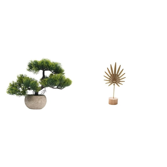 Artificial Bonsai Tree Metal Statue Leaf Sculpture Faux Plant Unique Decorative Iron Wood Base for Living Room Cafe