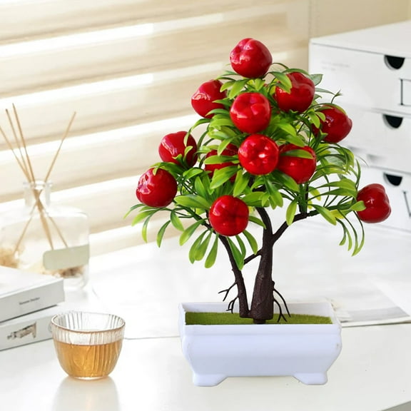 Artificial Bonsai Tree Potted Plant, Faux Flower Arrangement for Home Decor and Dining Table Centerpiece, Christmas Mantel Display, Family Gathering Gift, Tabletop Plant for Living Room and Akmoler