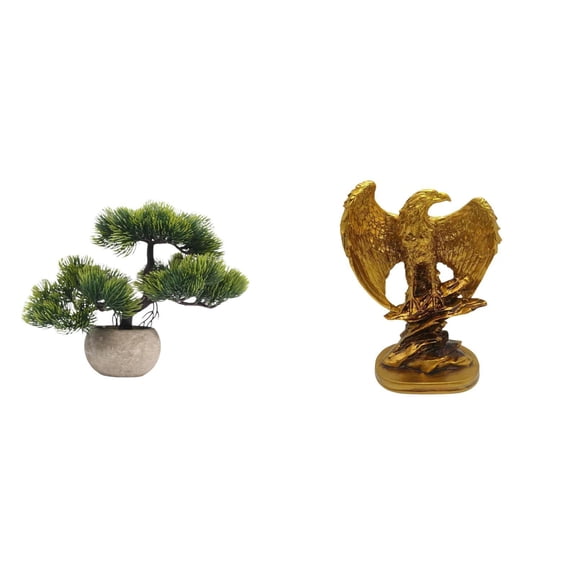 Artificial Bonsai Tree Sculpture Statue Resin Material Decorative Collectible for Home Office Desk