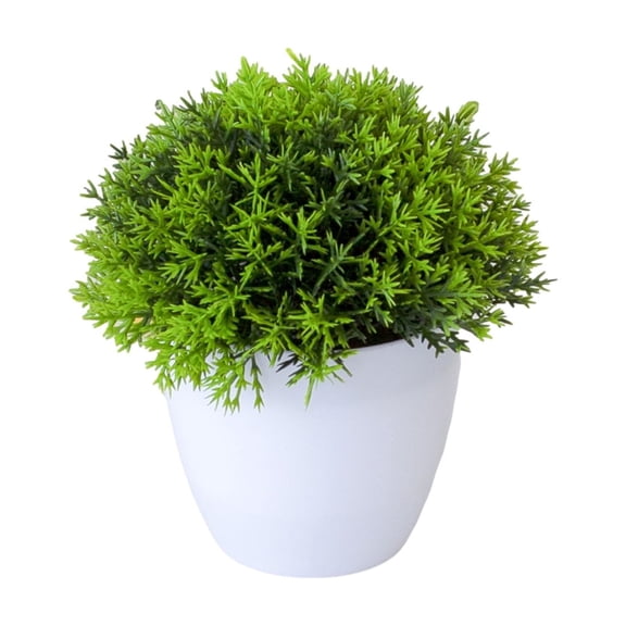 Artificial Bonsai Tree - Small Fake Potted Plants for Indoor Decor, Realistic Desktop Miniascape with Green Grass and Bamboo Leaves for Home, Office, and Table Centerpieces