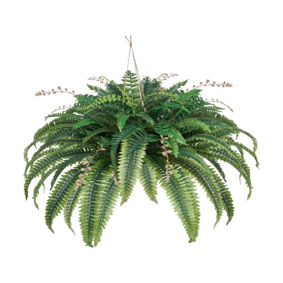 Artificial Boston Fern Hanging Basket, Large 80-Branches Faux Fern Plant for Indoor Outdoor Home Decor