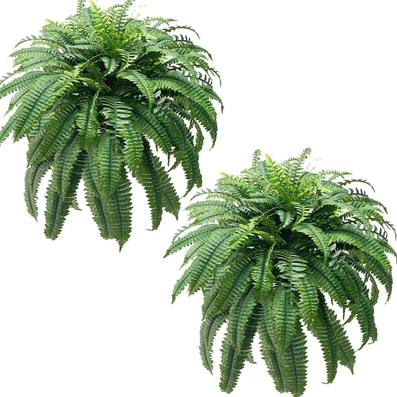 Artificial Boston Ferns for Outdoors 48Inch Extra Large Fake Ferns, 88 Branches Faux Boston Fern Bush, Artificial Faux Fern Hanging Plants for Home Decor, 2 PCS