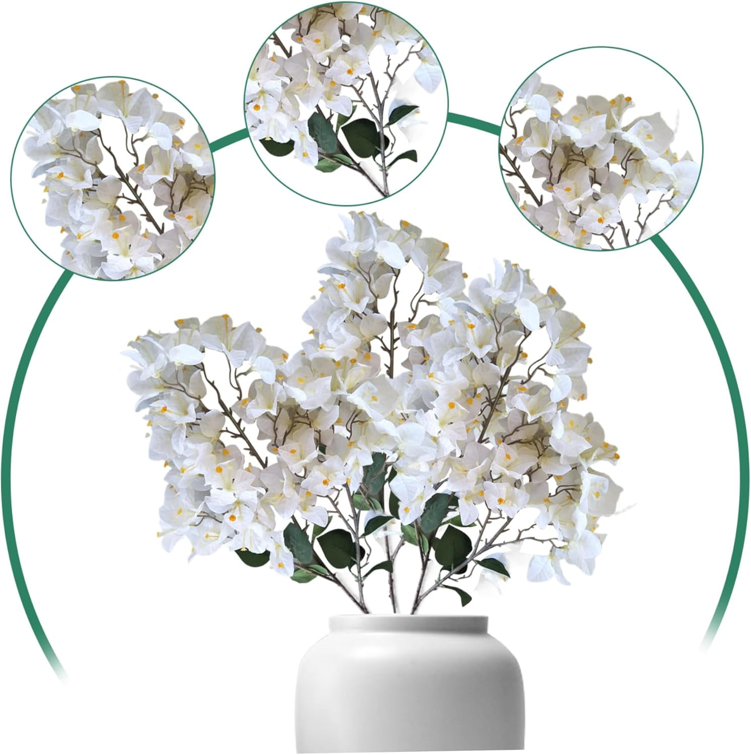 Artificial Bougainvillea Branches - 5 Pack 38.6 Inch Silk Flowers, Realistic Purple Rose Red Stems For Home Decor