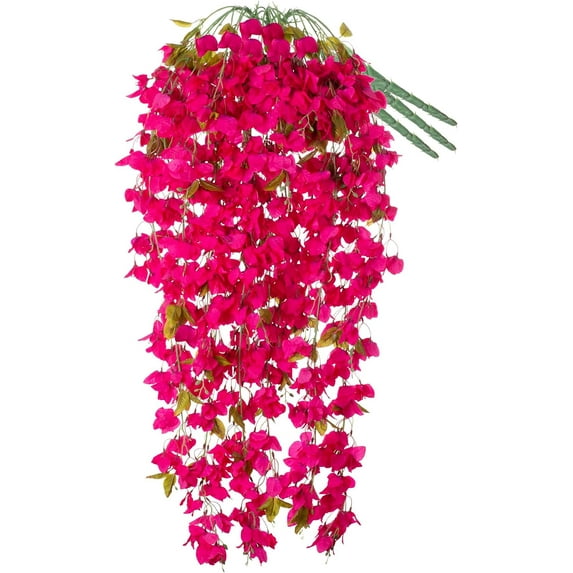 Artificial Bougainvillea Bouquet Flowers,49 inches Triangle Plum Blooming Silk Bouquet for Home Centerpieces Garden Party Indoor Outdoor Spring Decoration(Rose Red)