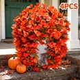 thumbnail image 1 of Scidweet Artificial Fall Hanging Flowers Outdoors, 4 Pcs Autumn Fake Faux Bougainvillea Silk Flowers Plants UV Resistant Fall Decorations for Home Garden Balcony Yard Front Porch Decor, Orange, 1 of 7