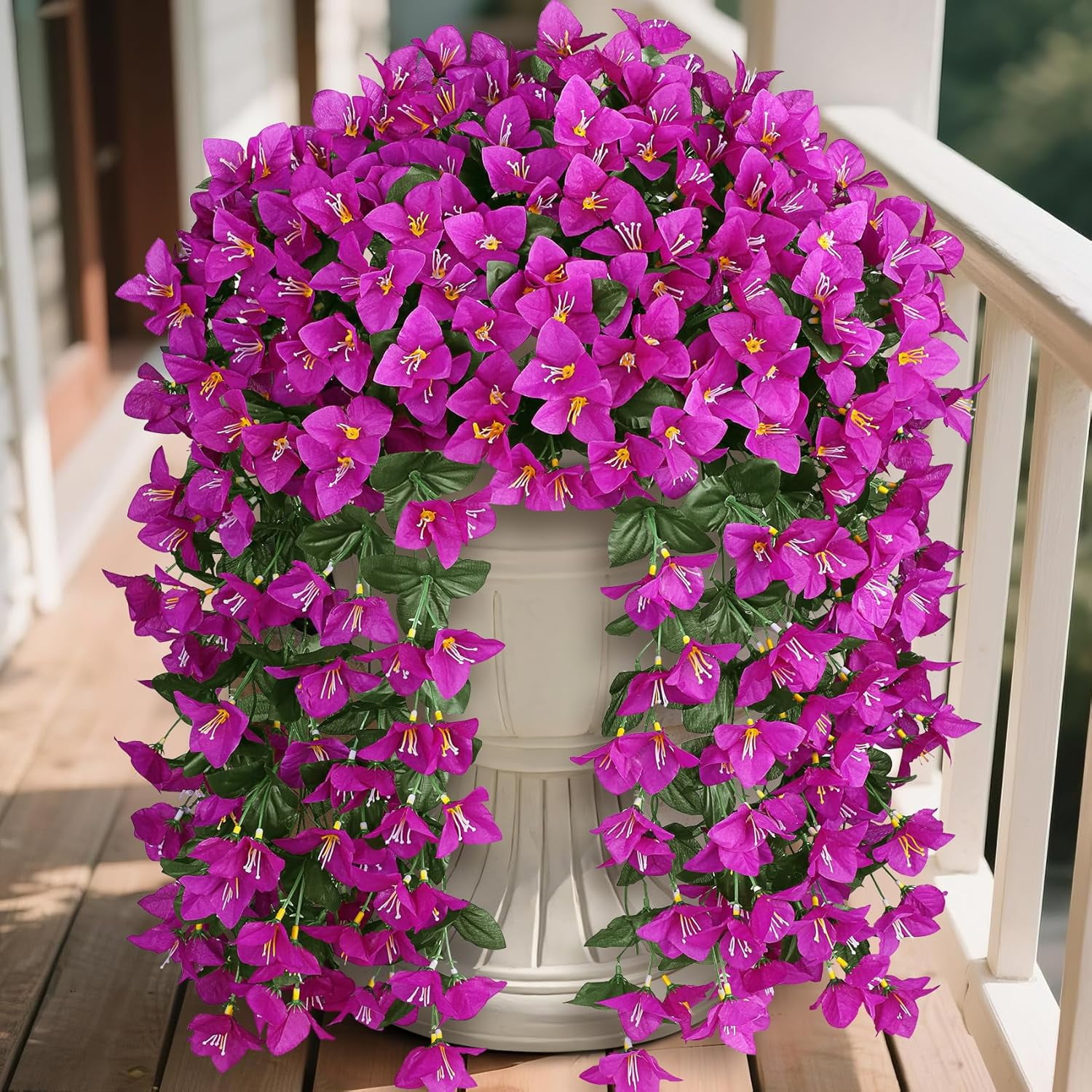 2-Pack Artificial Bougainvillea Vines - UV Resistant Fake Flowers For Outdoor Porch Decor - View #8