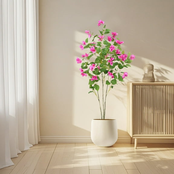 Artificial Bougainvillea Tree, 4/5/6FT Fake Silk Flower Plants, Tall Artificial Plants Indoor, Faux Tree with Planter for Home Living Room Decor