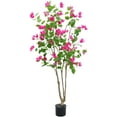 thumbnail image 1 of Artificial Bougainvillea Tree, 5ft Tall Faux Blooming Tree with Flowers and Leaves in Pot Fake Floor Plant for Indoor Outdoor Home Office Decor Rose Red, 1 of 5