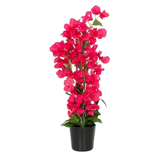 Artificial Bougainvillea Tree, Tall Faux Flowering Plant With Deep Pink Blooms - 32 Inch | UV Resistant Table Top Plant For Home, Office Indoor Outdoor Dcor | Artificial Plant With Pot