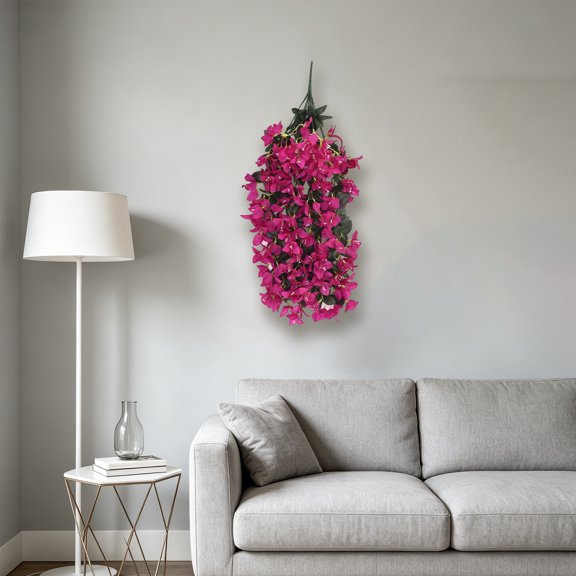 Artificial Bougainvillea Vine, Hanging Wall Garland, Balcony Indoor Decorative Flower for Home, Faux Pink Paper Flower Vine, Tropical Wall Art Decor​, Purple