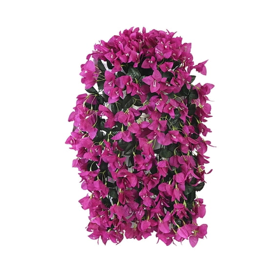 Artificial Faux Bougainvillea Flowers Plants for Outdoor Decoration, Realistic Fake Silk Long Trailing Vines, Fake Hanging Flowers Plants for Front Door Porch Planter Patio Decor(Purple2,28.7x6")