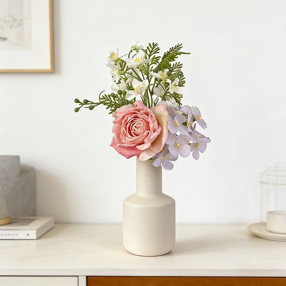 Artificial Bouquet, Faux Silk Flowers for Brides, Elegant Flower Arrangement for Weddings and Home Decoration, Decorative Table Centerpiece, Living Room Display, 1 Bouquet Included