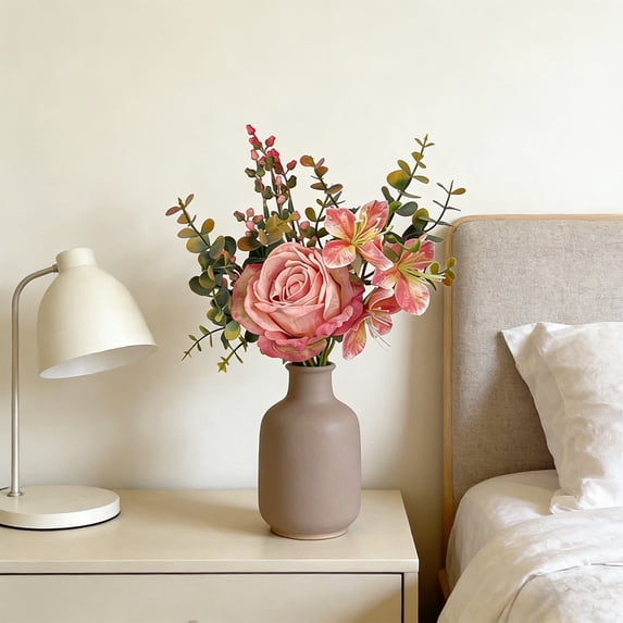 Artificial Bouquet, Faux Silk Flowers for Brides, Elegant Flower Arrangement for Weddings and Home Decoration, Decorative Table Centerpiece, Living Room Display, 1 Bouquet Included