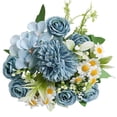 thumbnail image 1 of Artificial Bouquet Flowers Artificial Peonies Faux Roses Silk Flowers Hydrangea Bouquet for Wedding Table Centerpiece Floral Vase Decor(Blue), 1 of 6