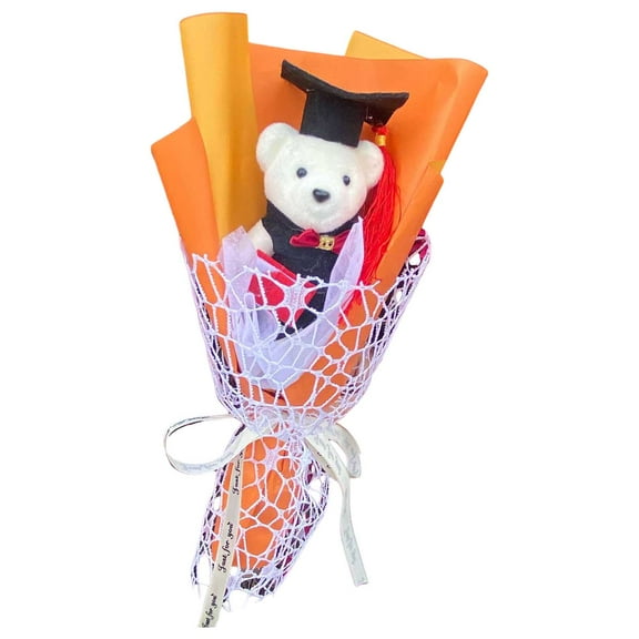 Artificial Bouquets Realistic Flower Graduation Flower Bouquets with Bear for Graduation Mother Day Valentines Day