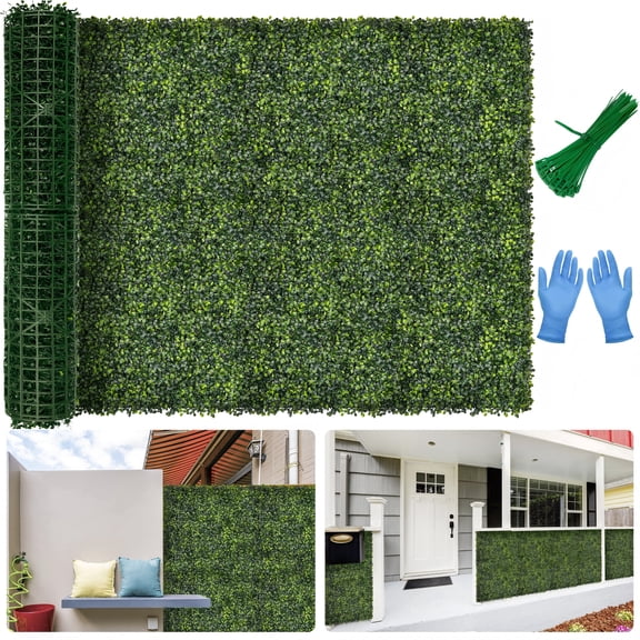Artificial Boxwood Backdrop Roll: 48"x144" (48 sqft) UV-Anti Greenery Faux Grass Hedge for Indoor Outdoor Green Wall Decor, Patio Privacy Screen, Garden Fence Covering