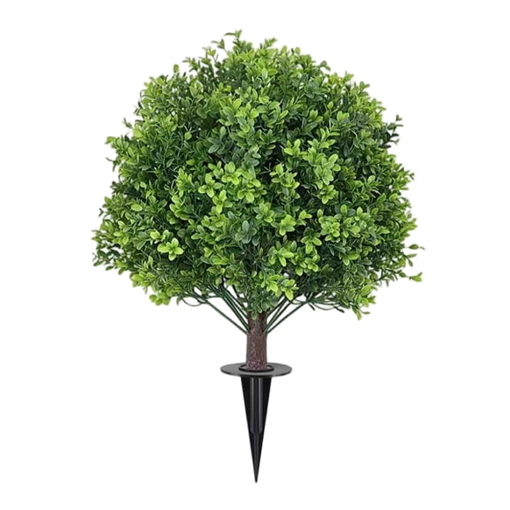 Artificial Boxwood Ground Stake Tree Outdoor Spring Decorations, Artificial Plants Ball Tree, 24 inch