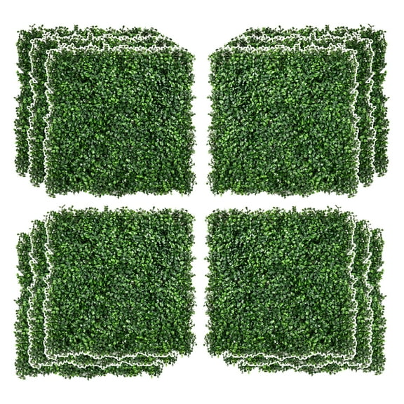 Artificial Boxwood Panels 12-Pack, 20x20 Inch, UV Protected Privacy Hedge, Realistic Greenery Wall for Indoor Outdoor Garden Backyard Decor