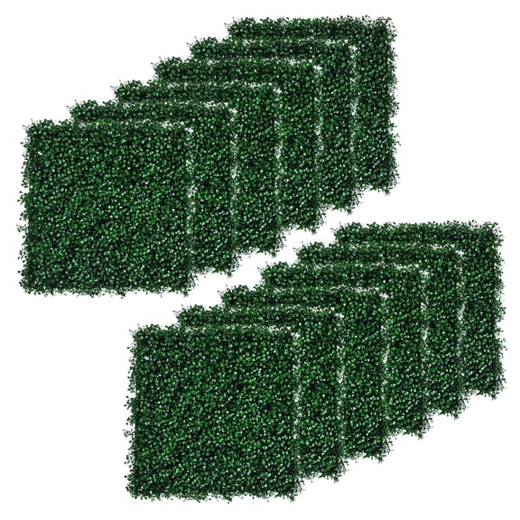 Artificial Boxwood Panels 12 Pack - Privacy Hedge Screen 4 Layer, 33 Sq Ft