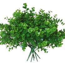 Artificial Boxwood Plants Outdoor 8 Bundles Faux Flowers Green Bushes Plastic Greenery Stems for Home Garden Farmhouse Patio Front Porch Decor