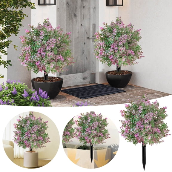 Artificial Boxwood Purple and Green, Bushes Shrubs 18.9 Inch for Home Office Porch Garden Decoration, Artificial for Indoor Outdoor Display, Artificial Decor