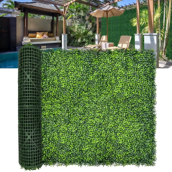 Artificial Boxwood Roll Panels: 60"x 120"(50 SQFT) UV-Anti Faux Ivy Leaves Grass Wall for Patio Balcony Privacy, Garden, Backyard Greenery Wall Backdrop and Fence Decor