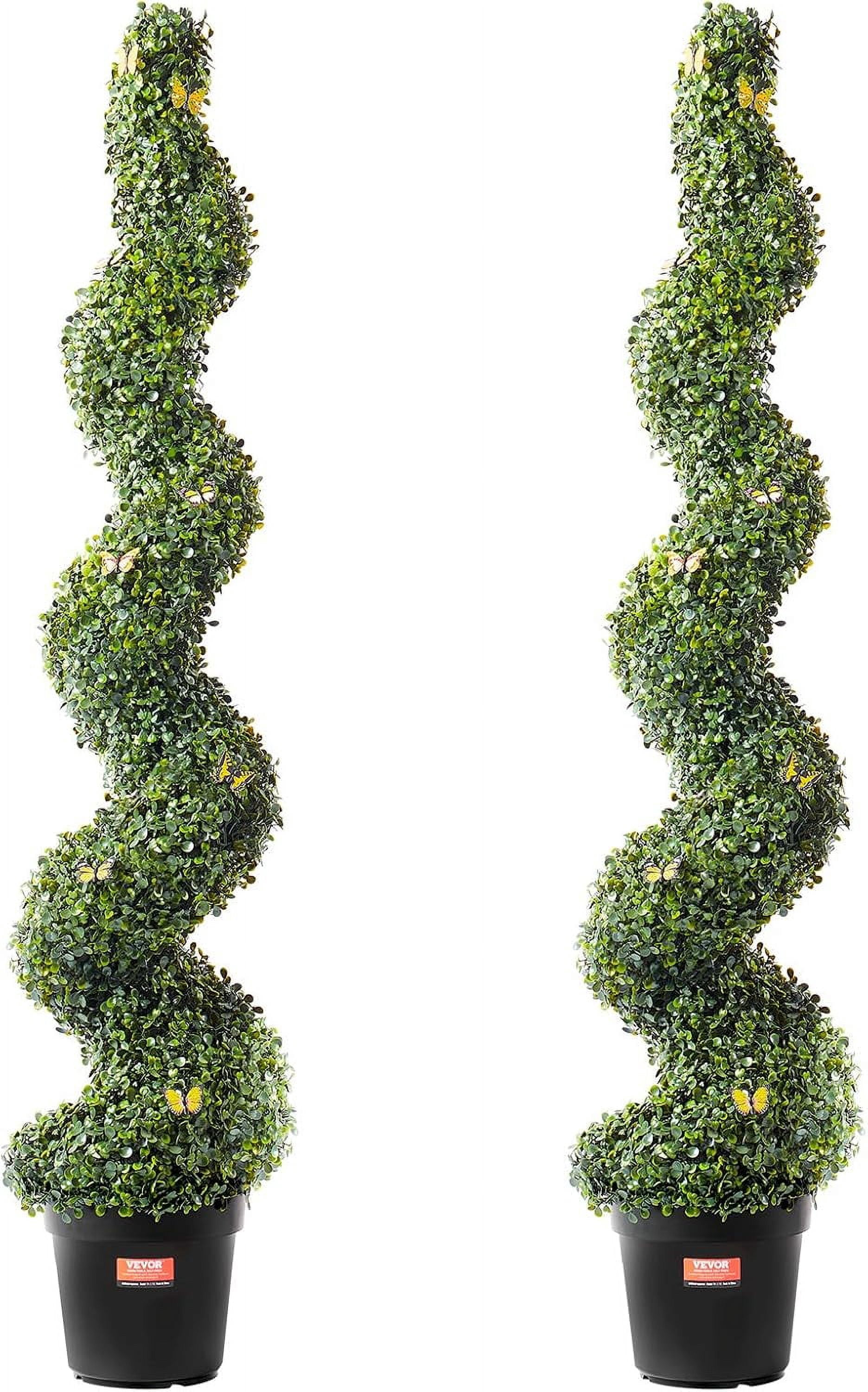 Artificial Boxwood Spiral Topiary Trees, 4ft Tall (2 Pieces) Faux Plant
