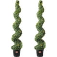 Artificial Boxwood Spiral Topiary Trees, 4ft Tall (2 Pieces) Faux Plant
