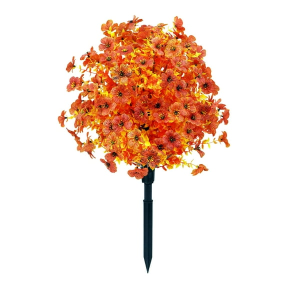 Artificial Boxwood Topiary Ball Bush with Ground Spike – UV Resistant Fake Autumn Plant Garden Stake, Faux Shrubs for Farmhouse Thanksgiving Harvest Planter Decor