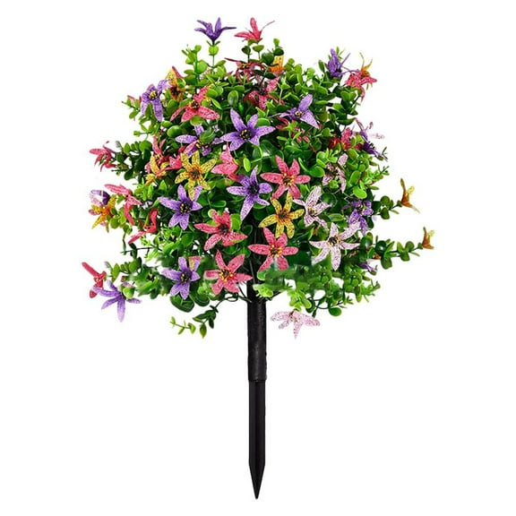 Artificial Boxwood Topiary Ball Bushes with Purple Flowers, Ongmies 24-Inch Artificial Boxwood Topiary Tree with Flowers – Faux Plants for Outdoor Garden, Porch, Patio, and Yard Decor