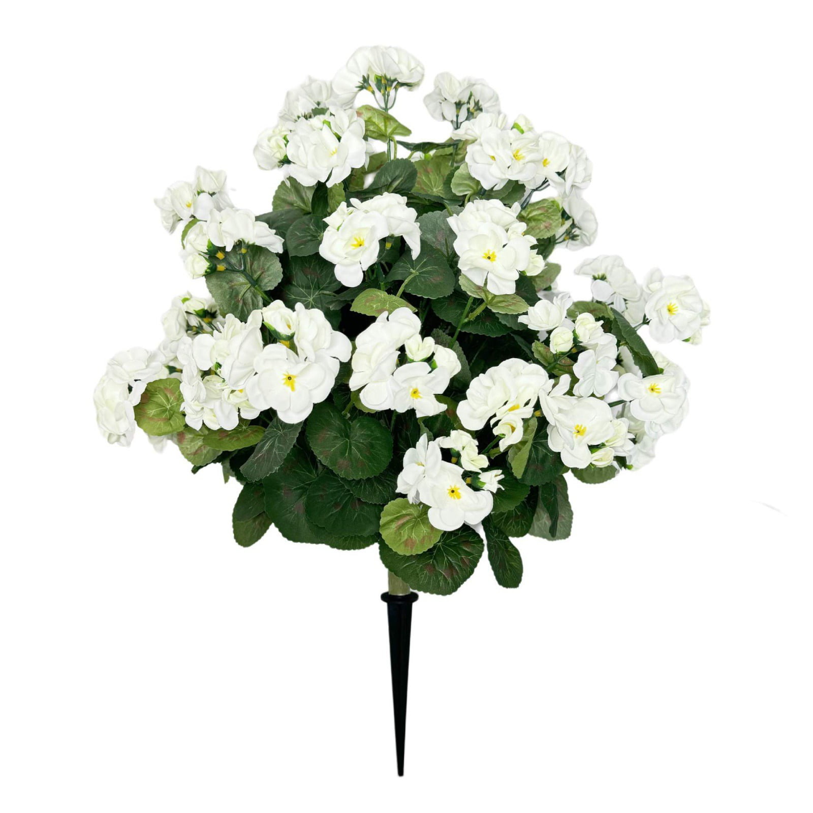 Artificial Boxwood Topiary Ball with Geraniums Flowers with Spikes for Outdoor, UV Resistant Faux Greenery Shrubs, Realistic Fake Bushes Plants for Garden, Yard, Front Porch, Patio Decor
