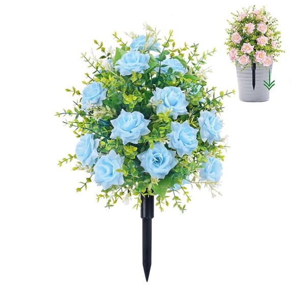 Outdoor Fake Flowers with Stake Artificial Violet Flower Greenery Plants Flower Home Decor Front Door Garden
