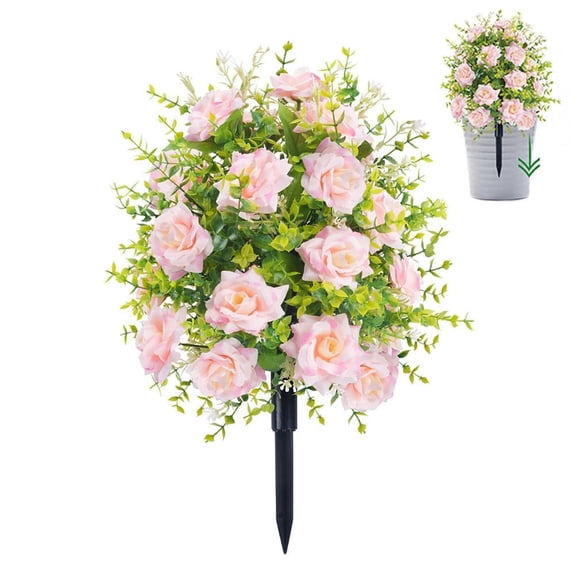 Artificial Boxwood Topiary Ball Trees,Artificial Rose Tree with Ground Spike,Christmas Trees Urn Filler,UV Resistant Faux Bushes Plants for Garden Yard Front Porch Patio Decor