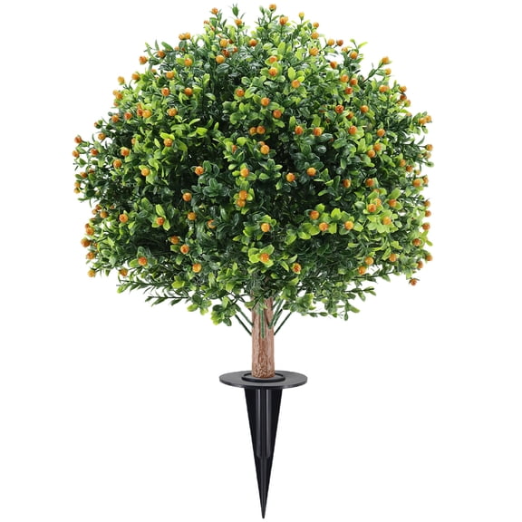 Artificial Boxwood Topiary Ball Trees, Outdoor Artificial Boxwood Plant with Ground Stakes, UV Resistant Simulated Fake Shrub for Indoor/Outdoor Lawns, Garden Decor