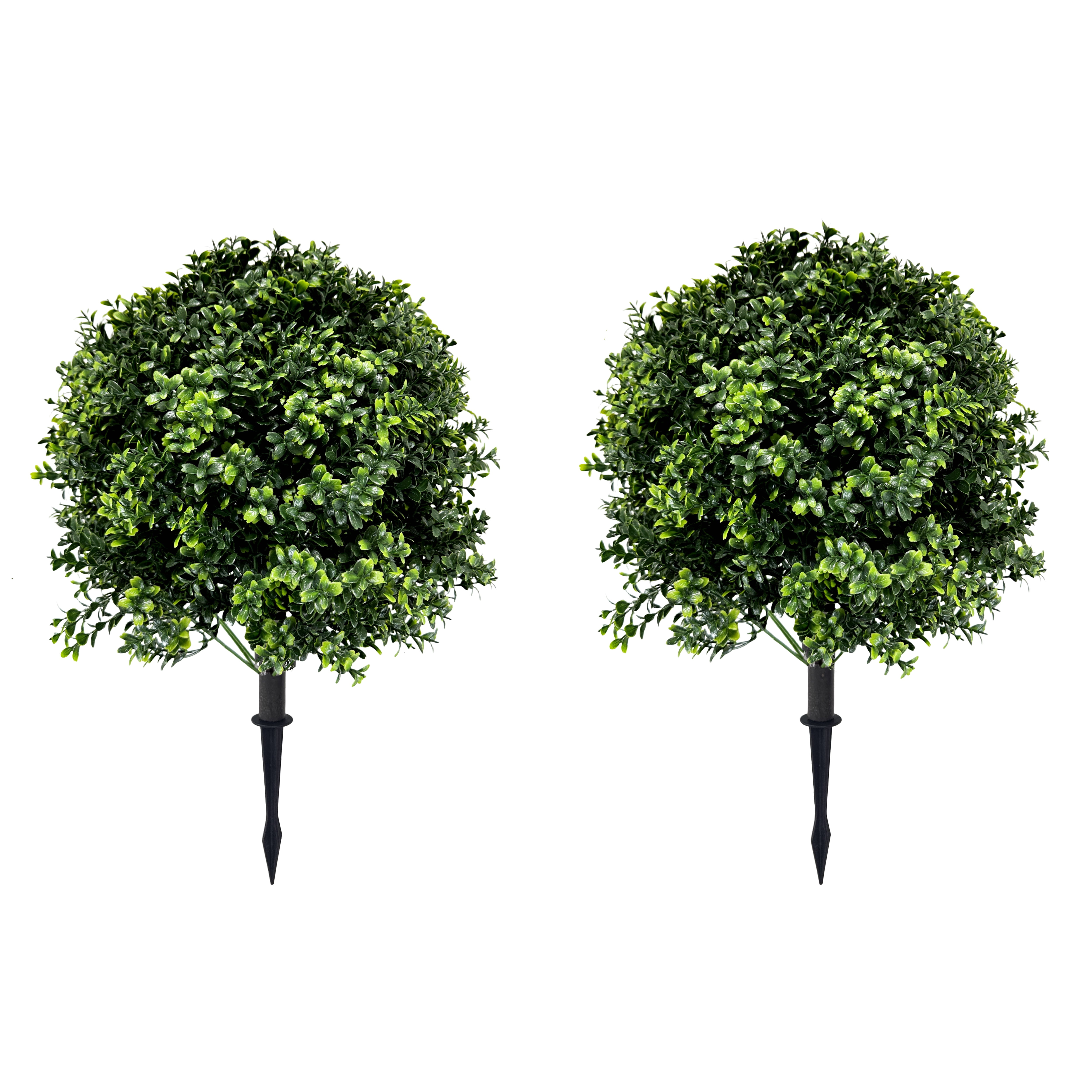 Tree Form Boxwood Sphere Artificial Boxwood Topiary Ball Trees with Ground Spike 2 Pack, 27.5 ...