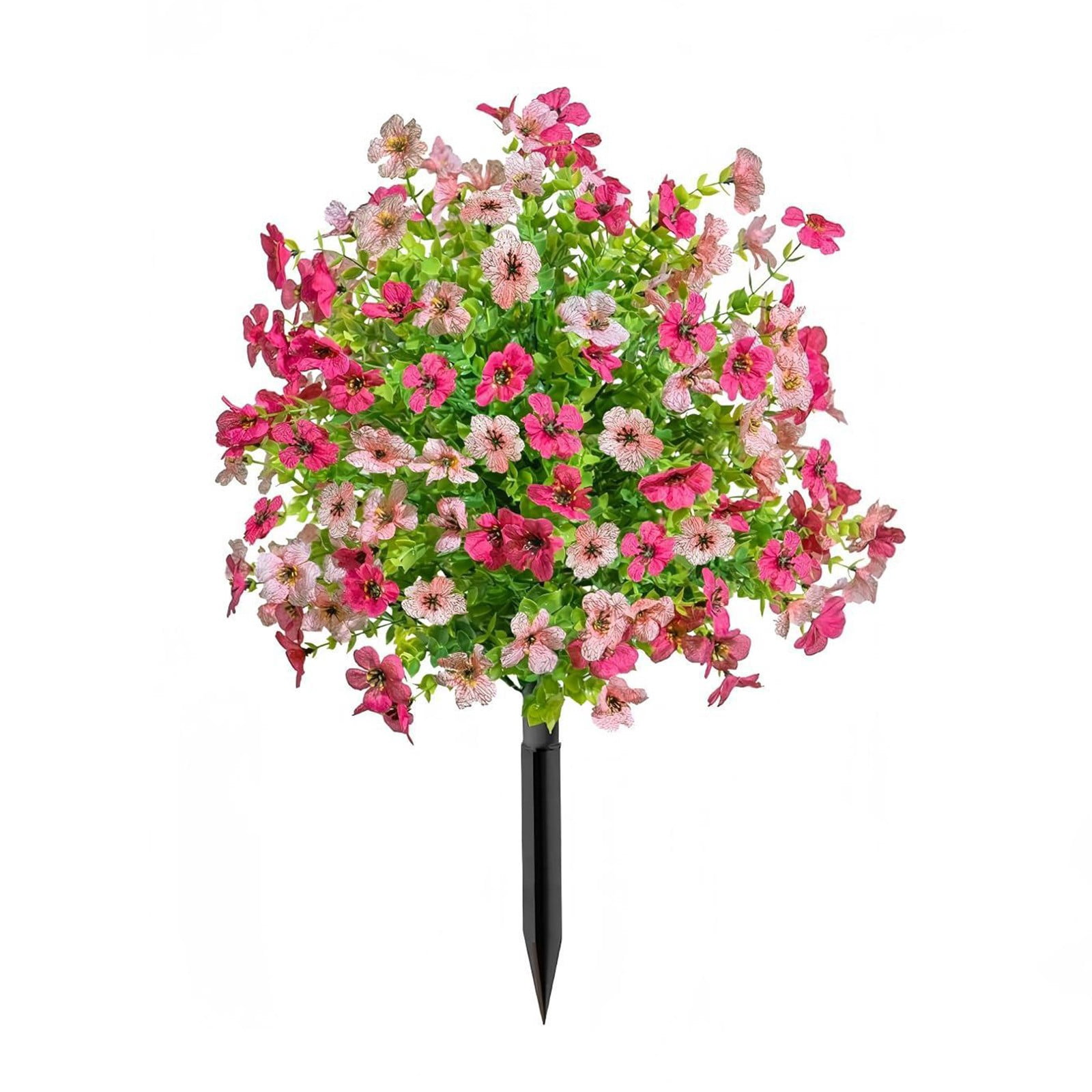 Artificial Boxwood Topiary Ball With Violet Flowers With Spikes,20" Artificial Flowers Outdoor Flowers With Ground Spikes,Uv Resistant Faux Flowers Picks For Outdoor Planters For Garden,Porch & Patio