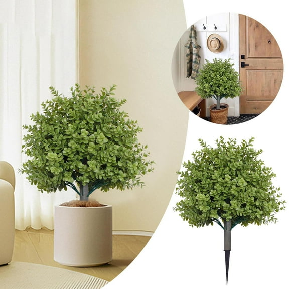 Artificial Boxwood Topiary Balls - 23.6" Evergreen Shrubs with Ground Spikes, Resistant for Front Porch, Garden & Outdoor Decor (2 Pack)