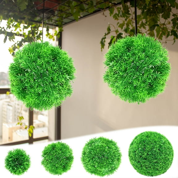 Artificial Boxwood Topiary Balls Set of 2 - Outdoor Faux Plants for Front Porch, Entrance, Garden - Low Maintenance Home Decor - Wedding Party Office Decoration - 1 Pack Milan Grass Simulation
