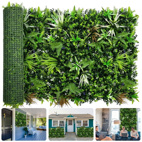 ODTORY 120" Lx 40" W Artificial Greenery Grass Wall Panel,UV-Anti Faux Boxwood Hedge Privacy Fence Screen for Indoor Outdoor Backdrop Decor