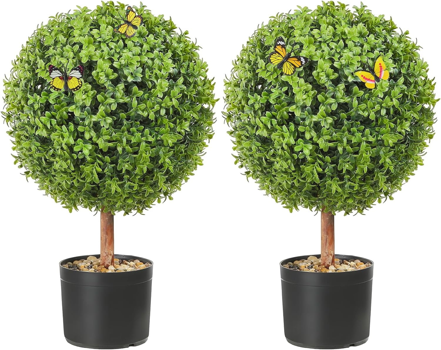 Artificial Boxwood Topiary Tree, 48 inch Tall (2 Pieces), Triple Ball
