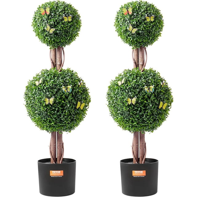 Artificial Boxwood Topiary Tree, 48 inch Tall (2 Pieces), Triple Ball