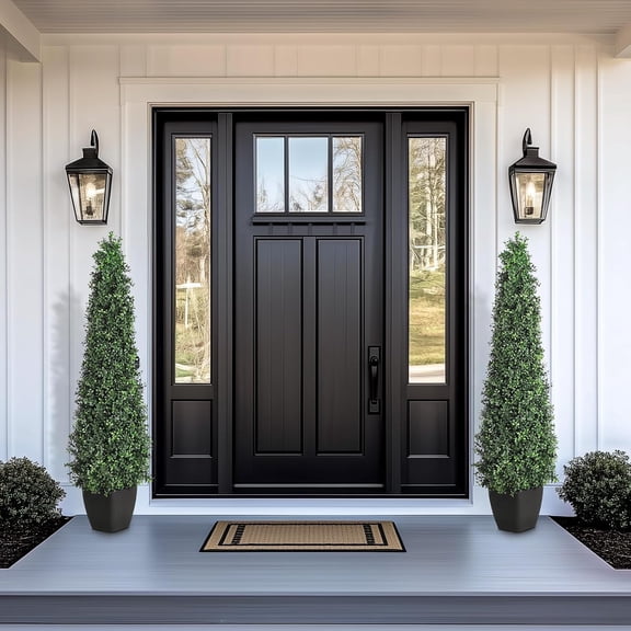 Artificial Boxwood Topiary Trees,2Pack Faux Topiaries Tree Potted Boxwood Tree Cone Topiary Artificial Plant Shrub,3FT Fake Topiary Tree Faux Potted Topiary Plant For Front Porch Home Office Decor