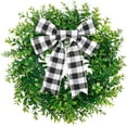 thumbnail image 1 of Artificial Boxwood Wreath Spring Summer Wreath Faux Greenery Leaves Wreath for Front Door Wall Window Porch Farmhouse Patio Garden Indoor and Outdoor Decor,16in, 1 of 6
