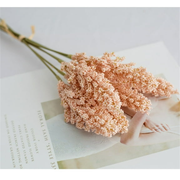 Artificial Breath Flowers Pastel Foam Berry Spike Picks Mini Fake Vanilla Flower Faux Bouquet for Home Vase Wedding Party Indoor Office Outside Hanging,Pink