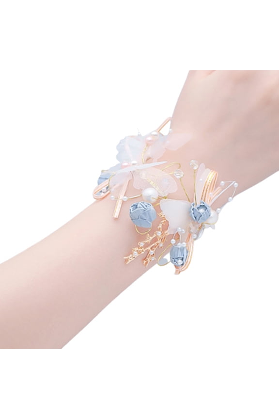 Artificial Bridal Bridesmaid Butterfly Wrist Flower Stretch Bracelet Corsage