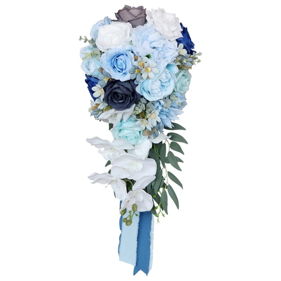 Artificial Bridal Waterfall Bouquet, Handheld Silk Flower Bride Bouquet for Weddings, Proposals, Valentines Day & Decorations