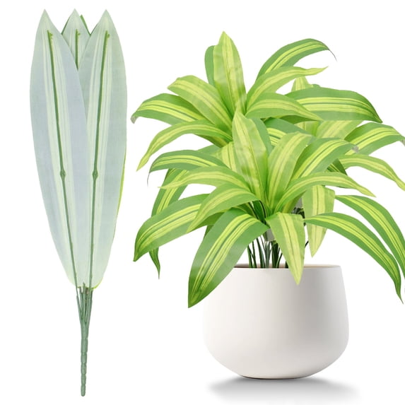 Artificial Broad Leaf Greenery Stems, 17" Fake Plants for Home & Wedding Decor