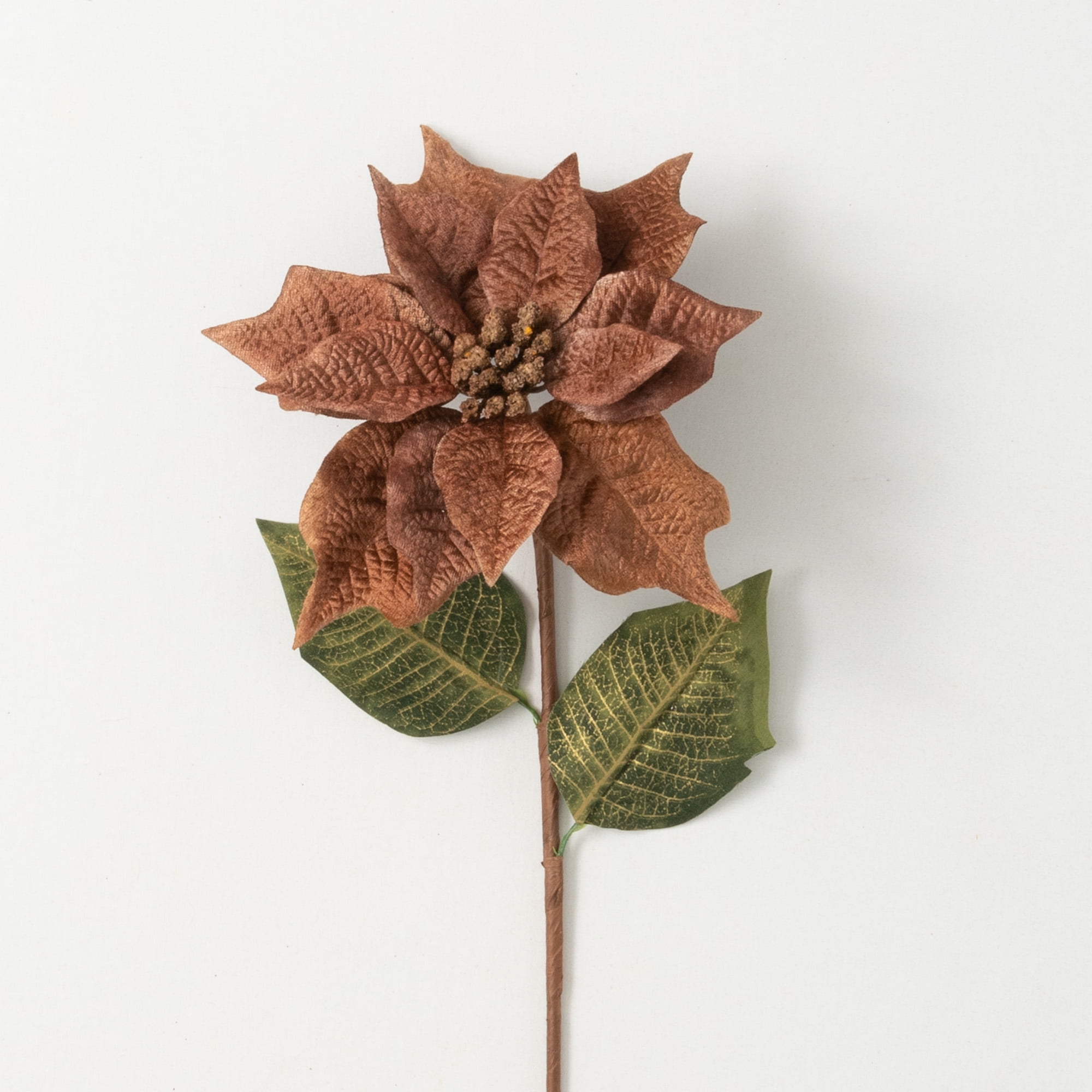 Artificial Brown Poinsettia Stem Brown 29"H