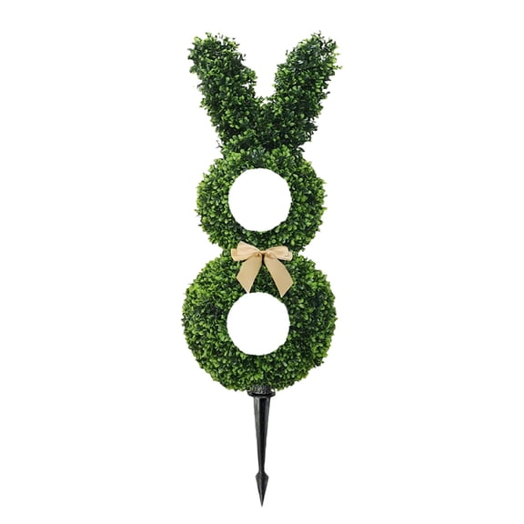 Artificial Bunny-Shaped Topiary Tree, 22 Inch Outdoor Faux Boxwood Topiary Plant, Fake Rabbit Bushes UV-Resistant Trees for Indoor Front Porch Garden Patio Decor (1 Pack)