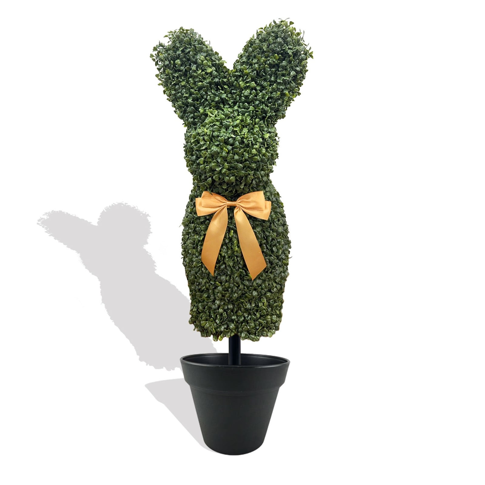 Artificial Bunny-Shaped Topiary Tree, 33'' UV-Resistant Faux Boxwood ...